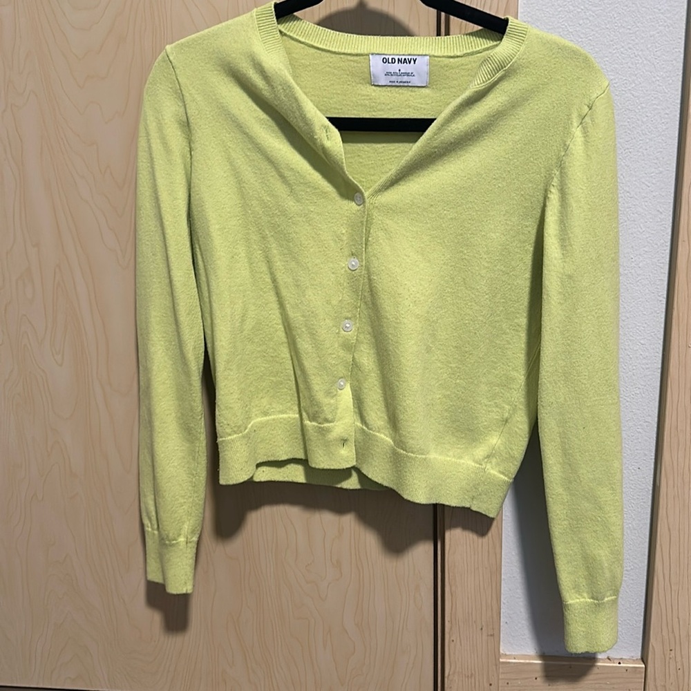 Lime green old navy soft cardigan